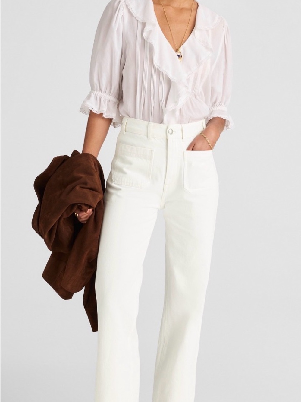 Madewell White High-Rise Cleo Straight Leg Jeans